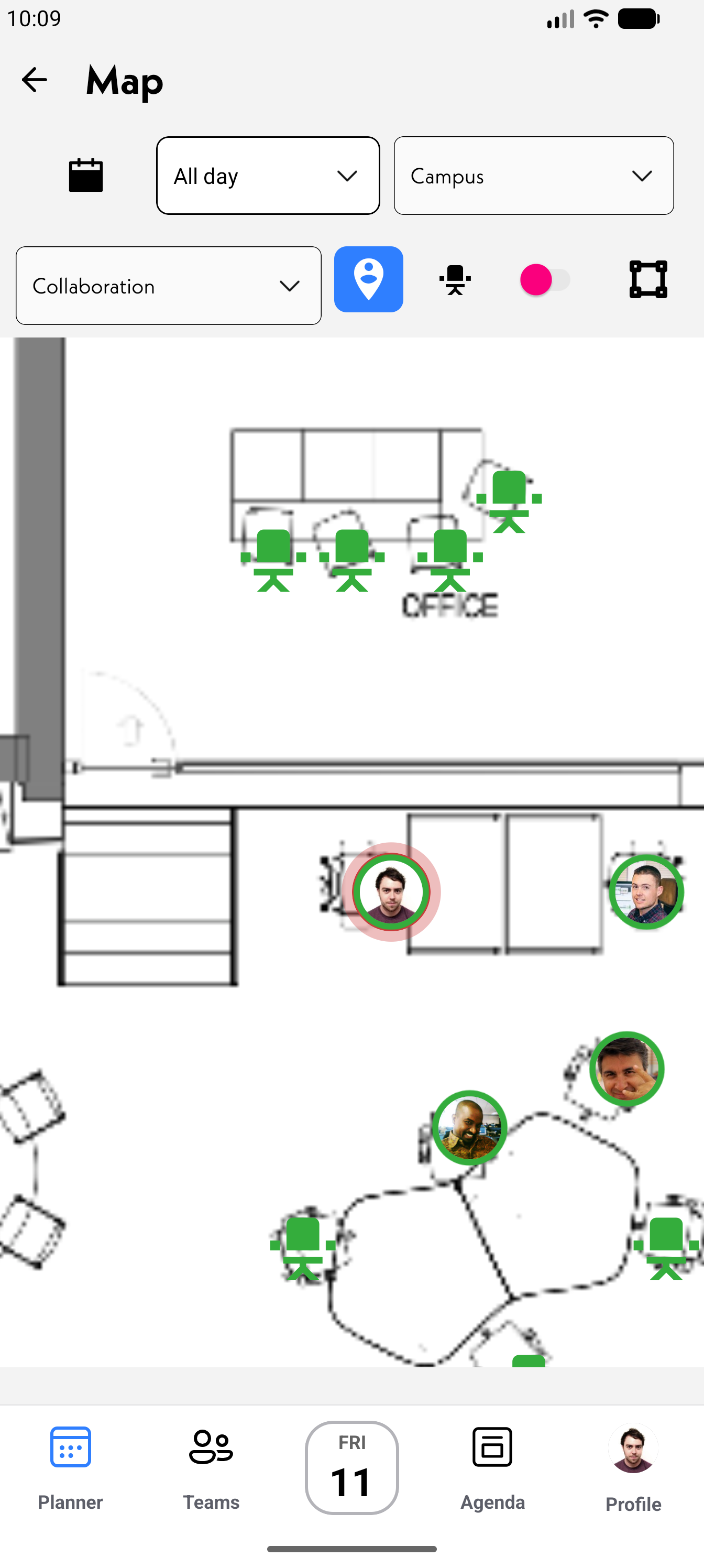 Interactive hyTeams workplace map